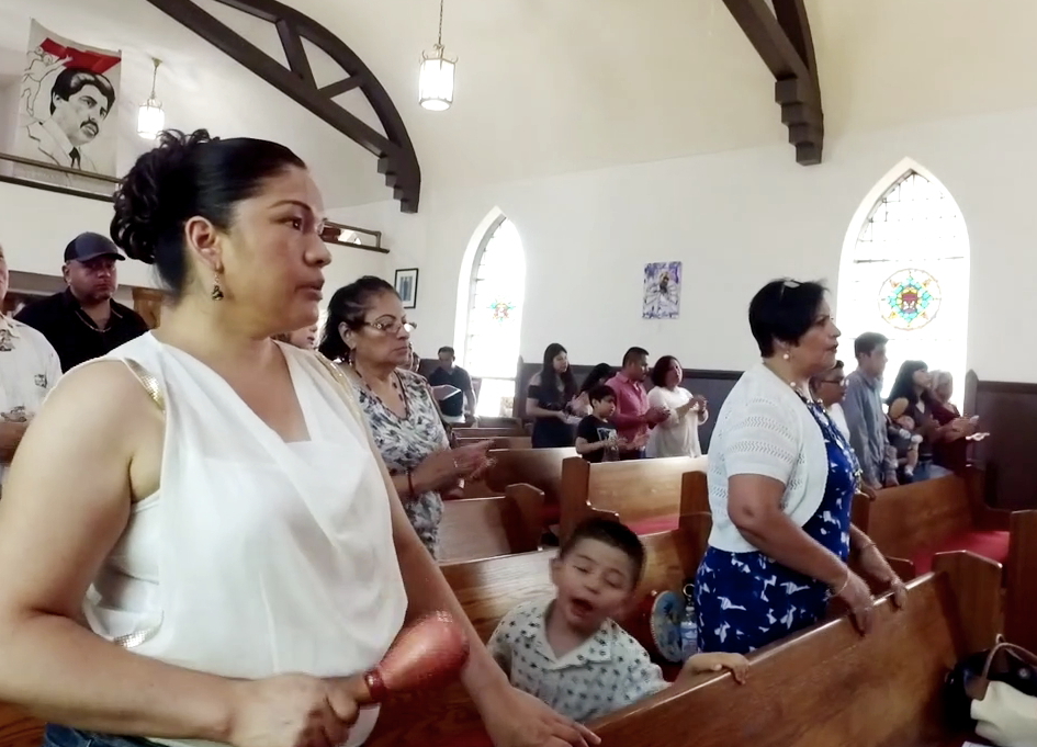 Elvira Arellano and her son attend mass at Lincoln United Methodist Church in the WTTW short doc, "Inside a Church at the Forefront of Chicago’s Santuary Movement"
