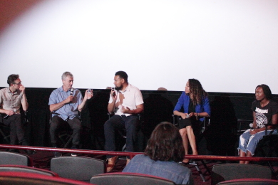 Anthony Kaufman, Steve James, Kevin Shaw, Jessica Stovall, and Tiara Oliphant discuss "America to Me" at the AMC Theater, August 14, 2018