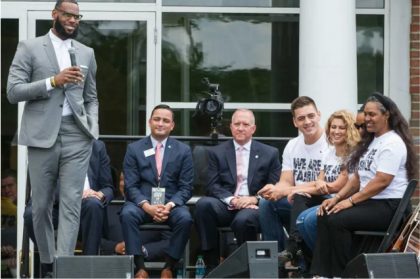 LeBron at the opening ceremony for the I Promise School in Akron, Ohio