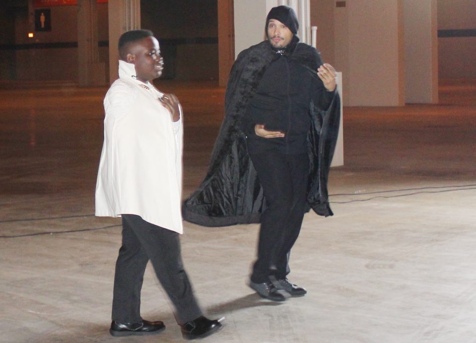 Bonaparte Moutima and Joe Minosa on the set of "The Serum" at McCormick Place