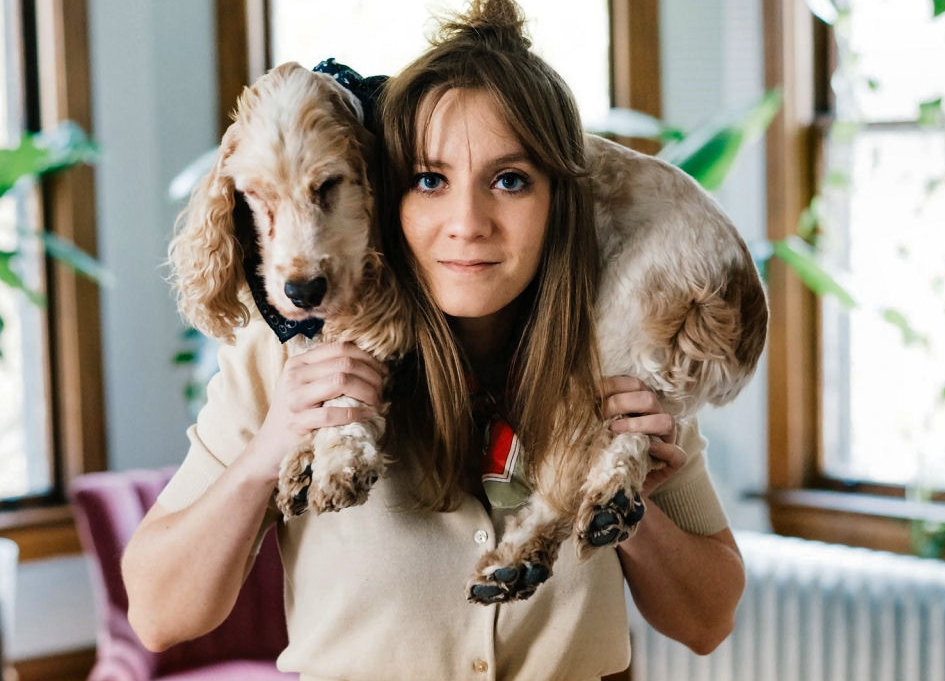Amanda Speva poses with her "handsome, very patient dog," Ralley