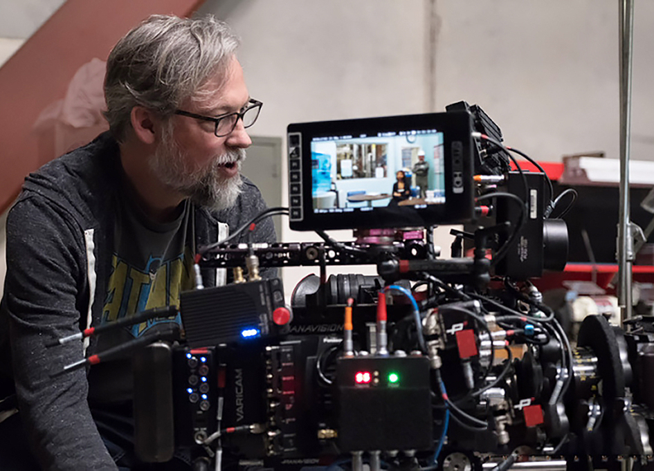 Matthew Clark on the set of "Late Night"