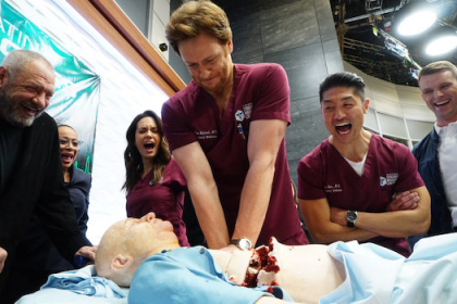 Nick Gehlfuss enjoys some cake