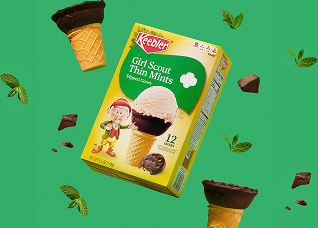 Keebler+Girl Scouts= ice cream cones dipped in thin mints